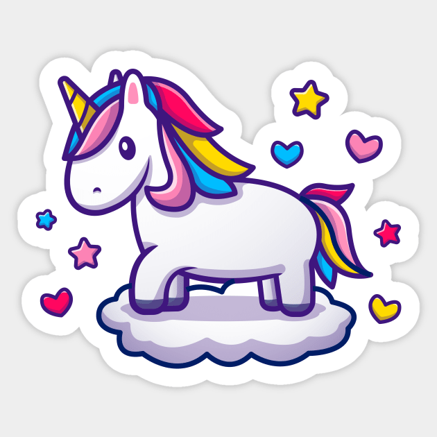 Cute Unicorn Standing On Cloud Cartoon Sticker by Catalyst Labs